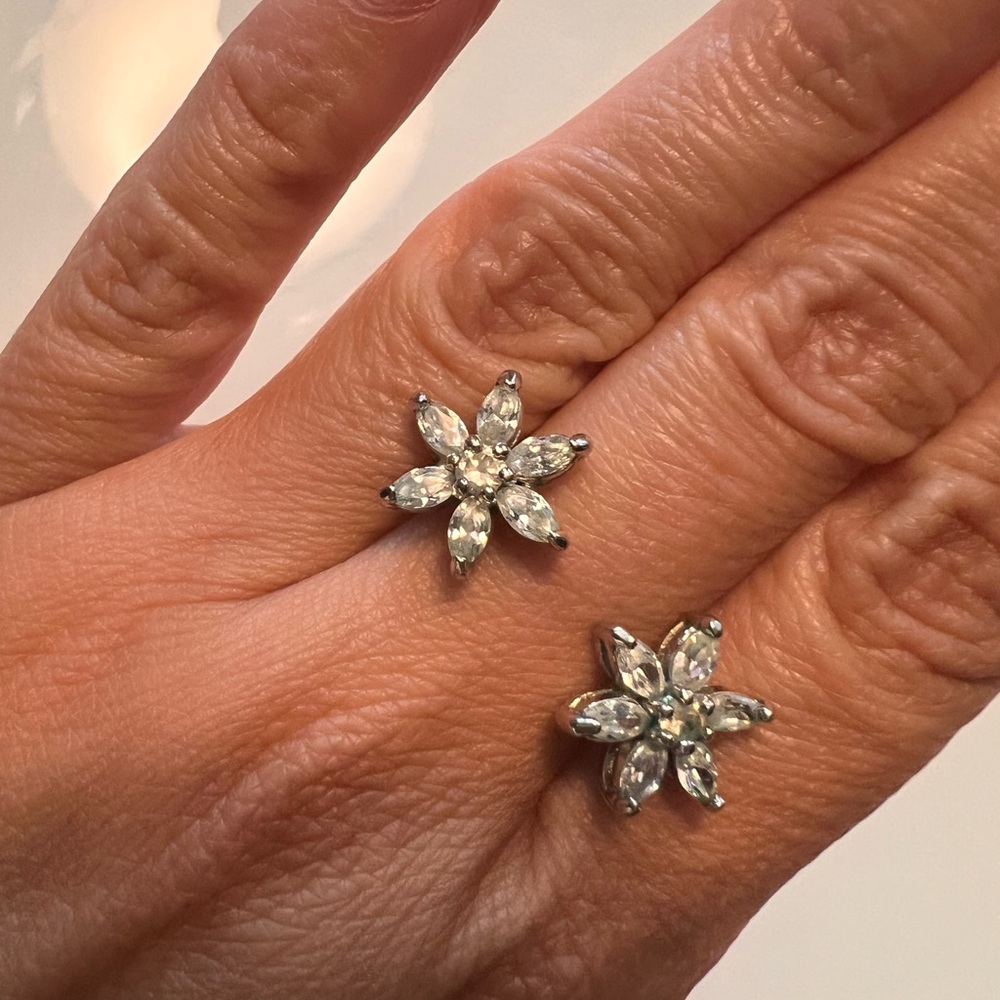 Elegant Silver Floral Earrings